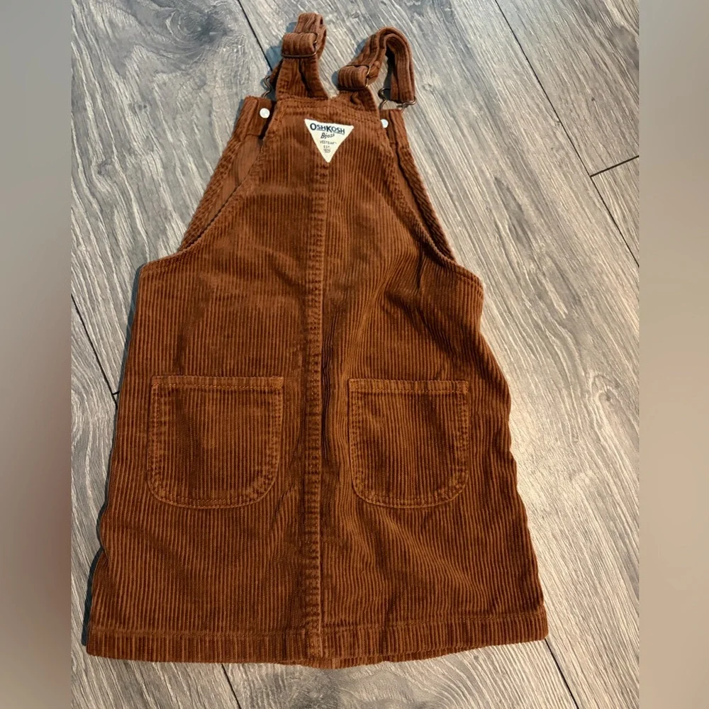 OshKosh B'gosh Corduroy Button-Front Overalls in Dress Rust Brown 100% Cotton